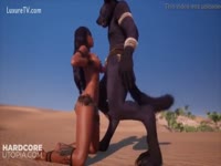 Big cock wolf fucking a zoophilia girl in the desert